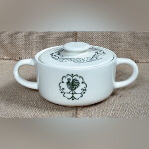 Scio Pottery Provincial Rooster Sugar Bowl Dish Vintage Farmhouse Cottage Core